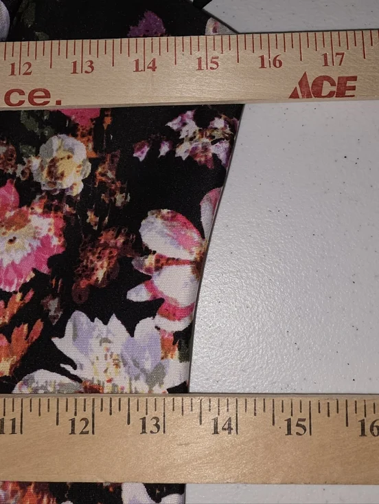 Jessica Simpson Black Floral V-Neck A-Line Flirty Pink & White Blooms Size 4 - Picture 15 of 16